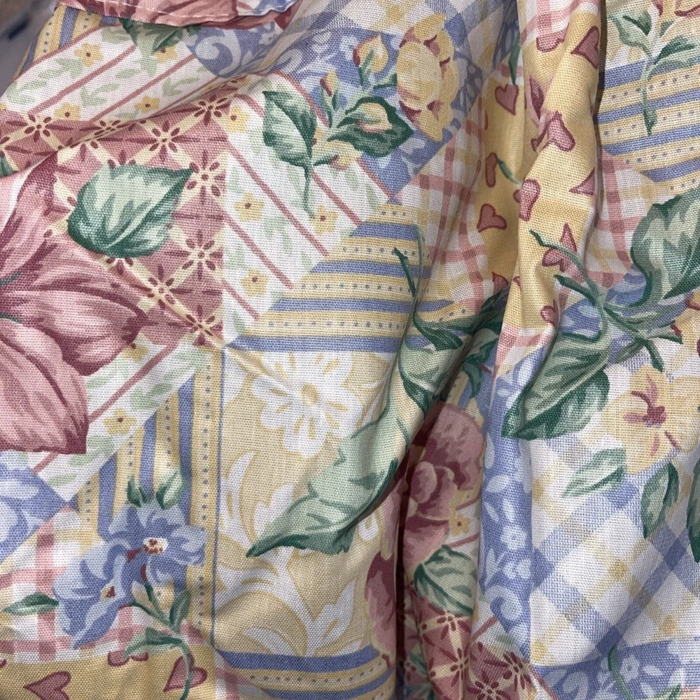 Vintage Top Mates Ellery Cottage Quilt Ruffled Festoon Curtain Valance 72X30 In